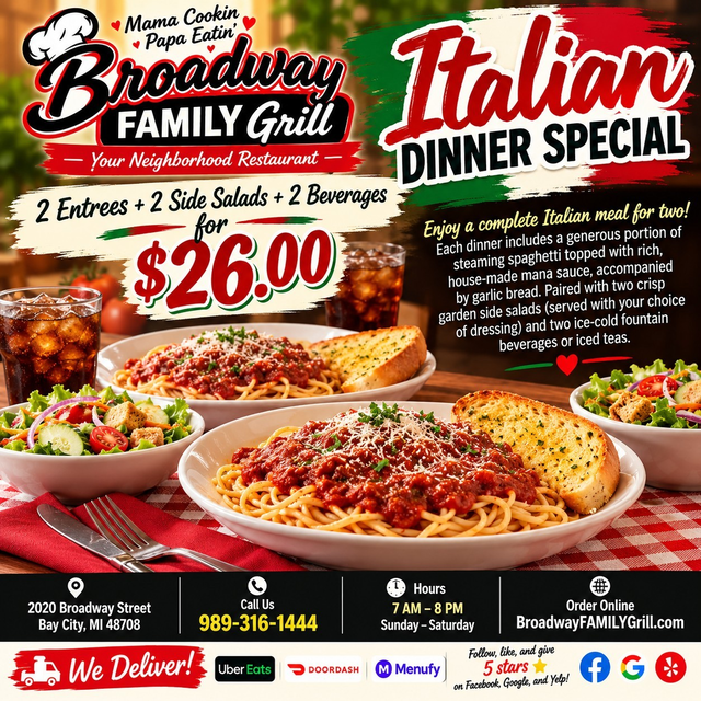 Dinner: Italian Dinner Special.
