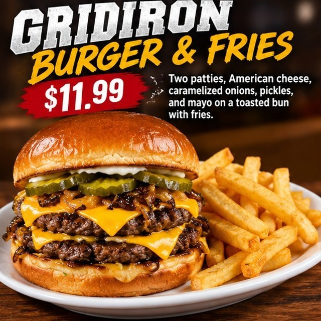 Gridiron Burger & Fries.