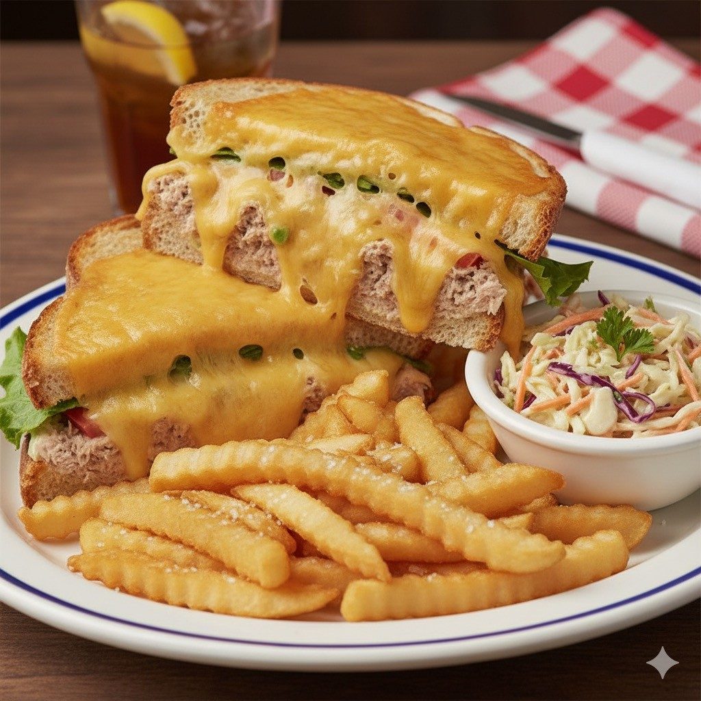 Tuna Melt, Fries N' Coleslaw.