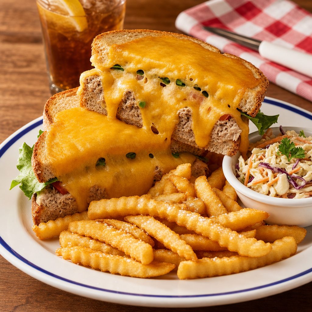Tuna Melt, Fries N' Coleslaw.
