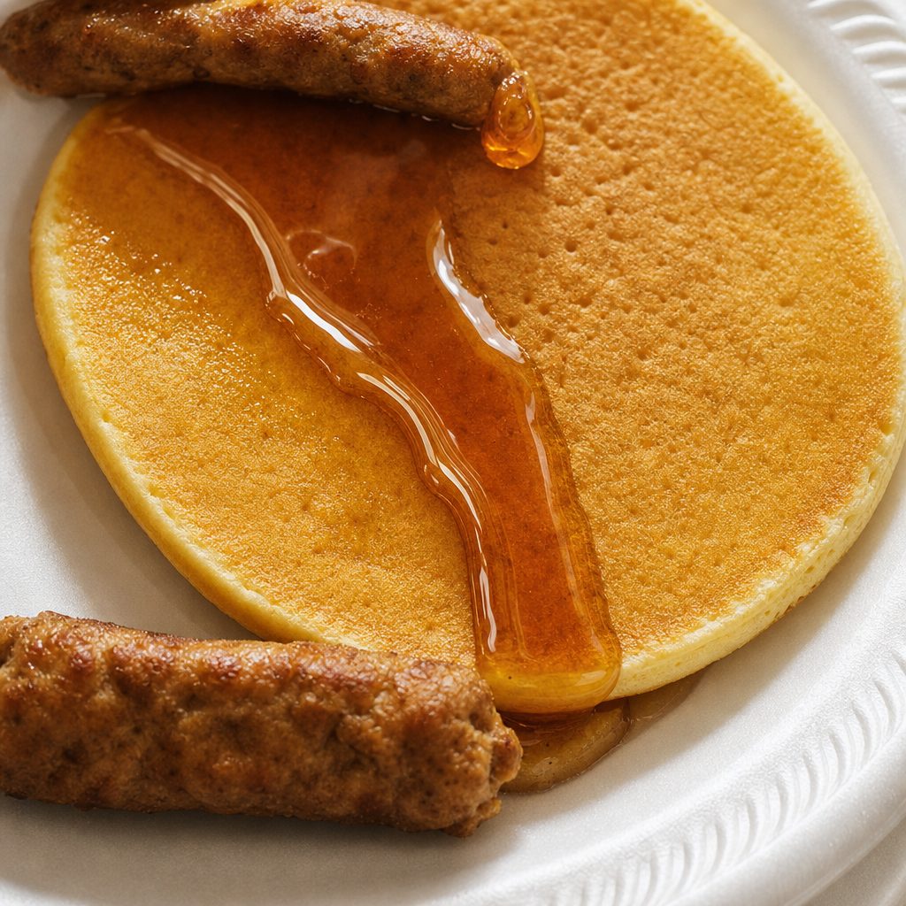 K2. One pancake and one sausage link.